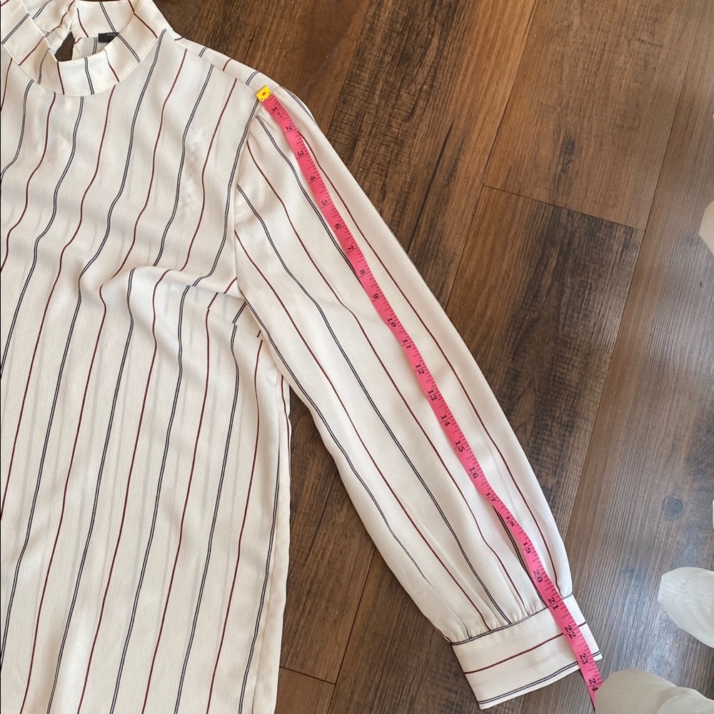 Ann Taylor White Blouse with Red and Black Stripes - Picture 10 of 11